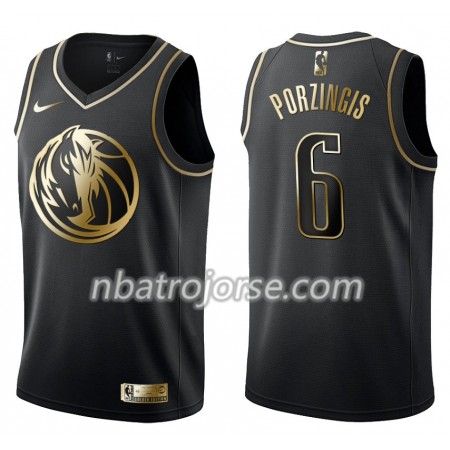 Män Dallas Mavericks Tröja Kristaps Porzingis 6 Nike Svart Guld Edition Swingman